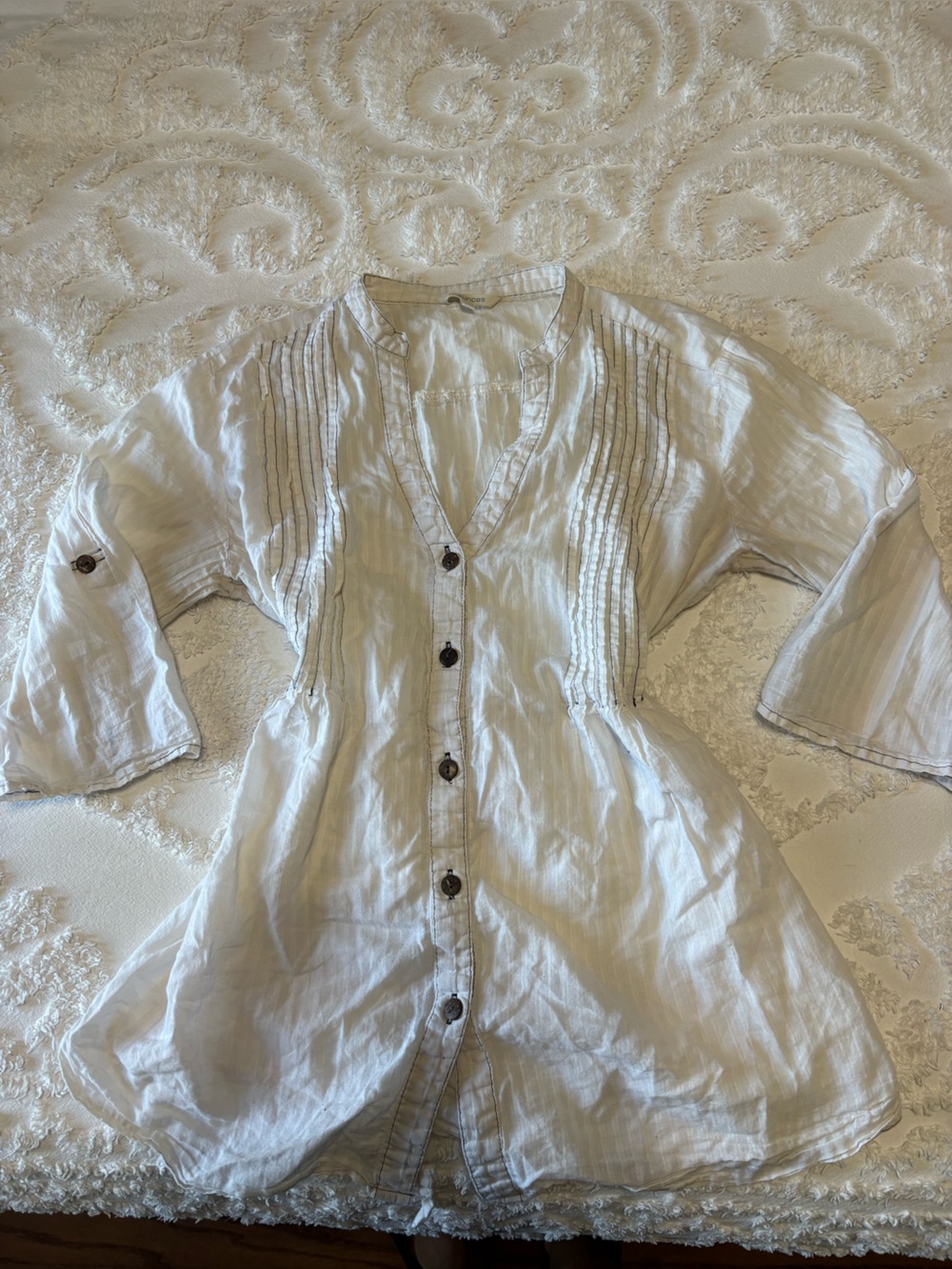 Maurices White Button-Front Pintuck Tunic Jacket